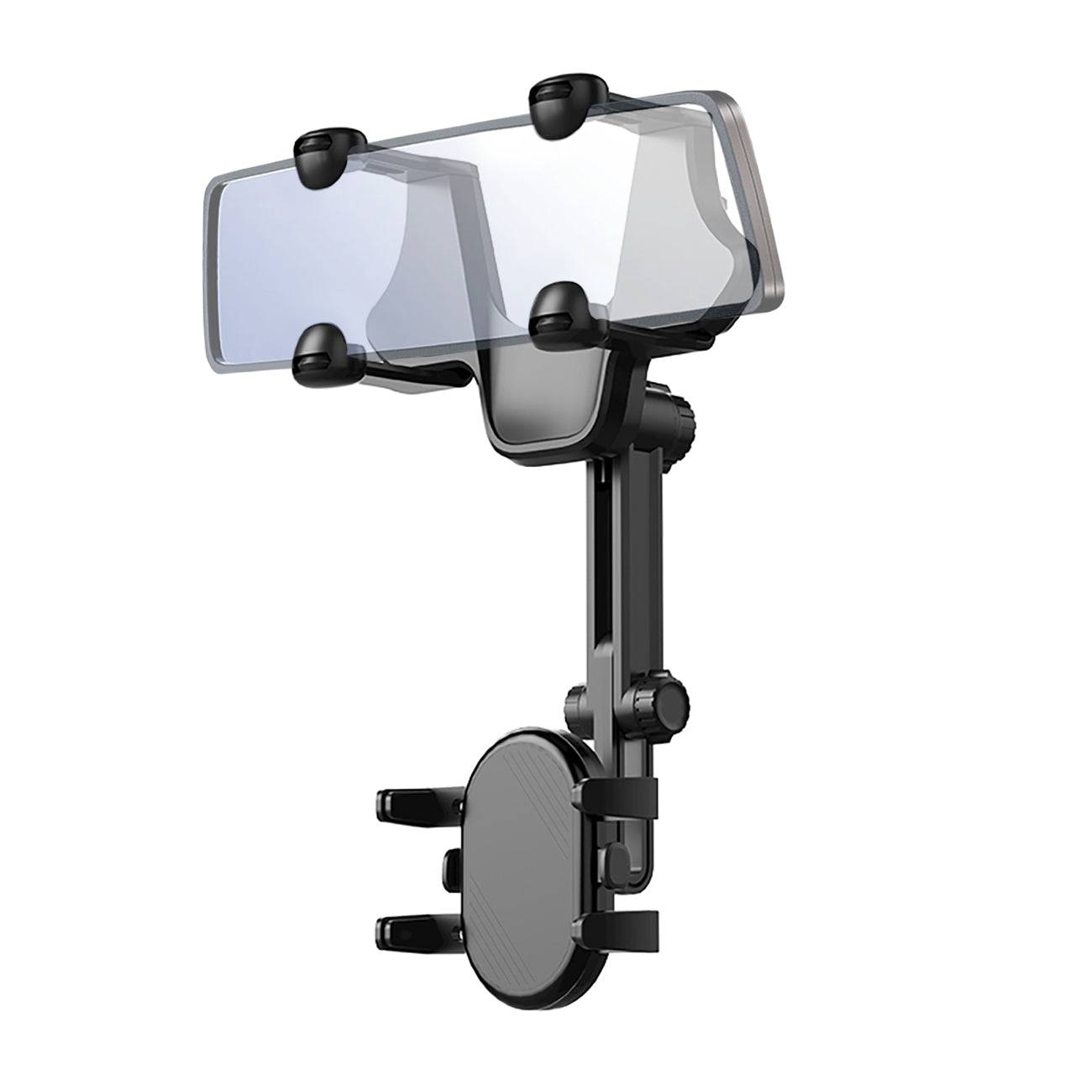 Automobilinis telefono laikiklis galinio vaizdo veidrodžiui, juodas Pirmasis paveikslėlis
