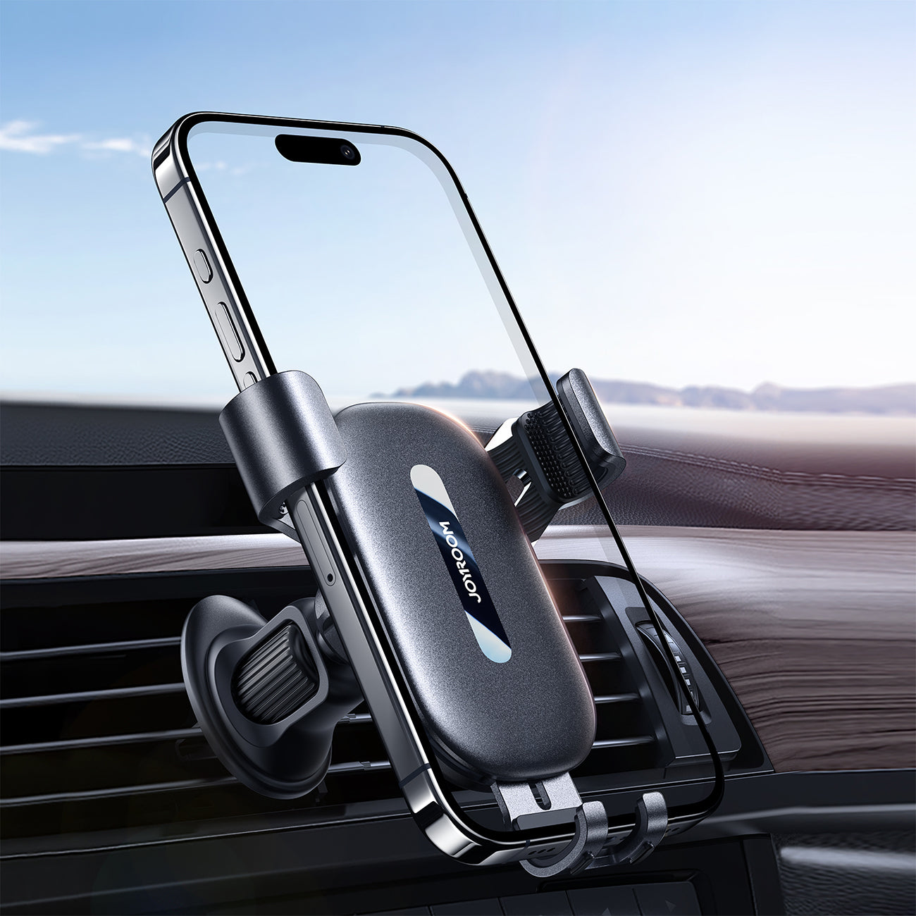 Joyroom JR-ZS392 automobilinis telefono laikiklis (oro grotelėms) - juodas