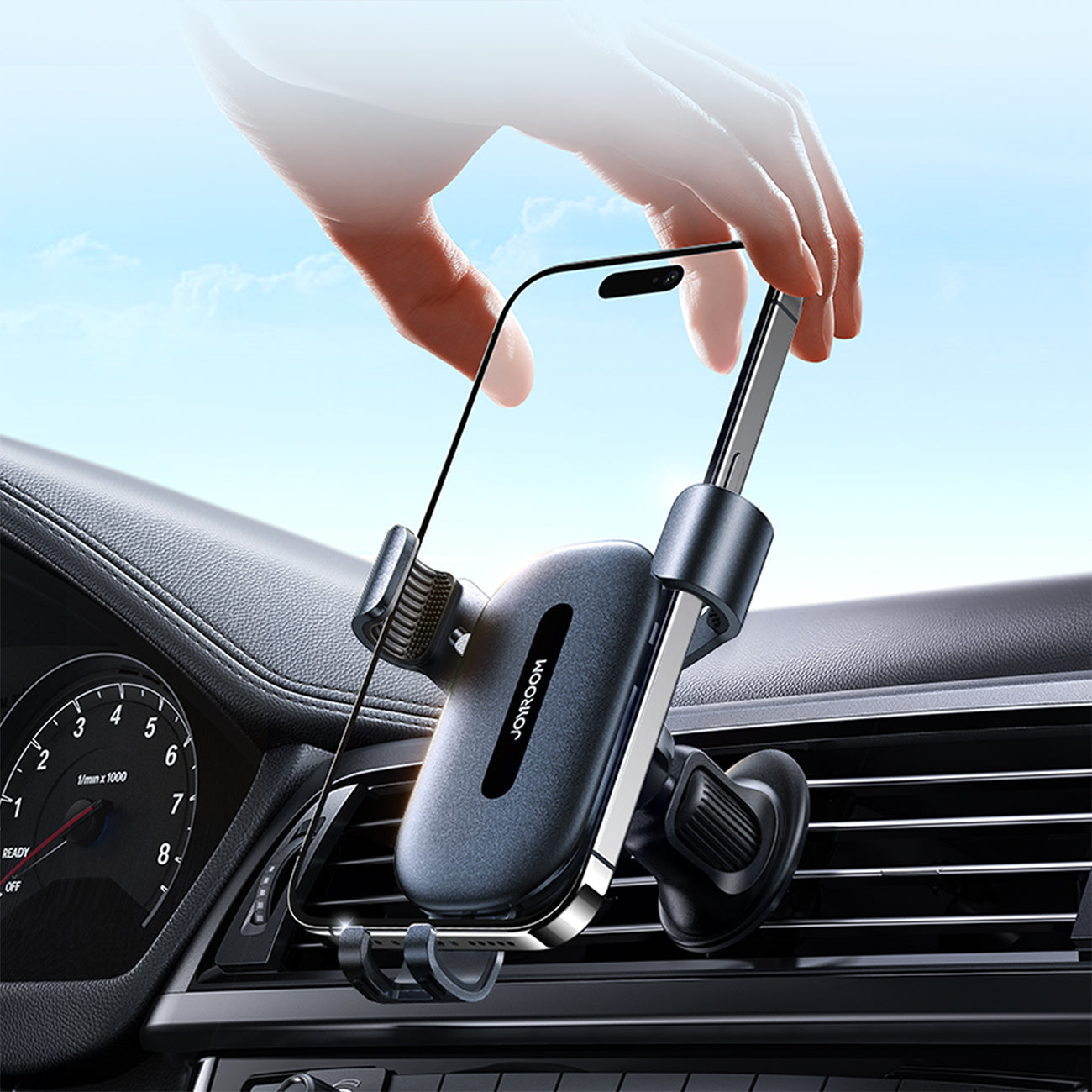 Joyroom JR-ZS392 automobilinis telefono laikiklis (oro grotelėms) - juodas