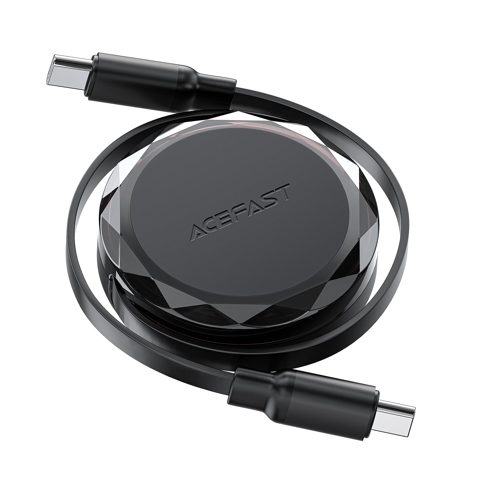 Acefast C13-03 USB-C - USB-C 60W ištraukiamas laidas - juodas