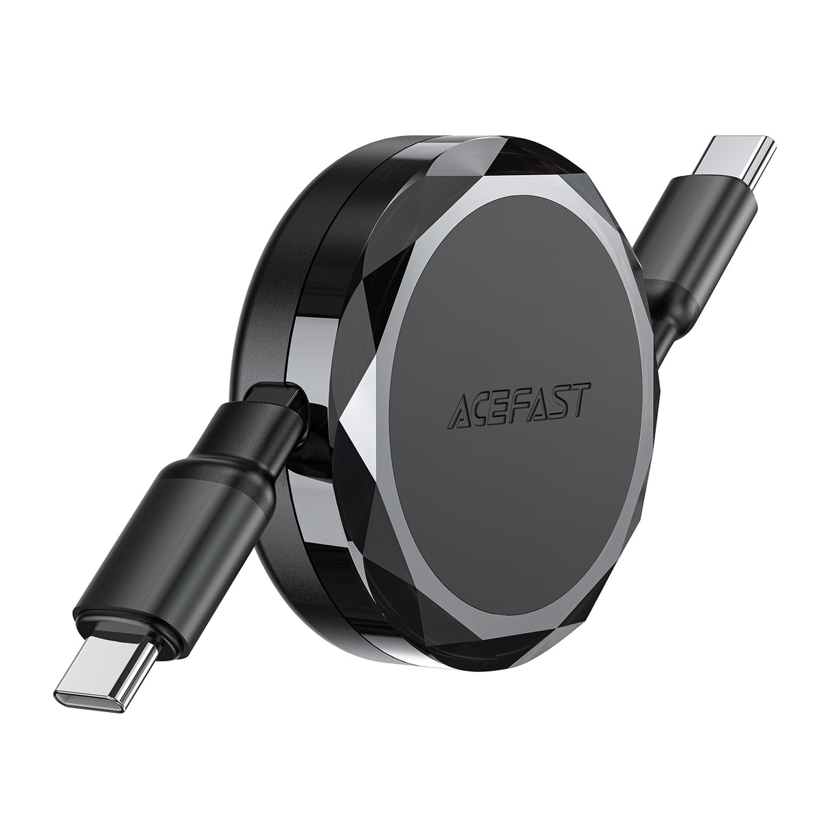 Acefast C13-03 USB-C - USB-C 60W ištraukiamas laidas - juodas