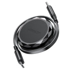 Acefast C13-03 USB-C - USB-C 60W ištraukiamas laidas - juodas
