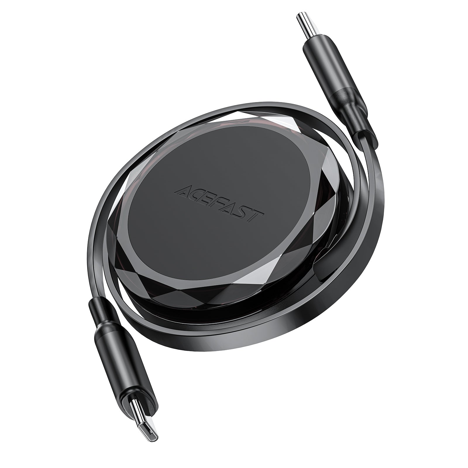 Acefast C13-03 USB-C - USB-C 60W ištraukiamas laidas - juodas