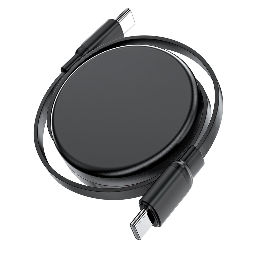 Acefast C13-03 USB-C - USB-C 60W ištraukiamas laidas - juodas