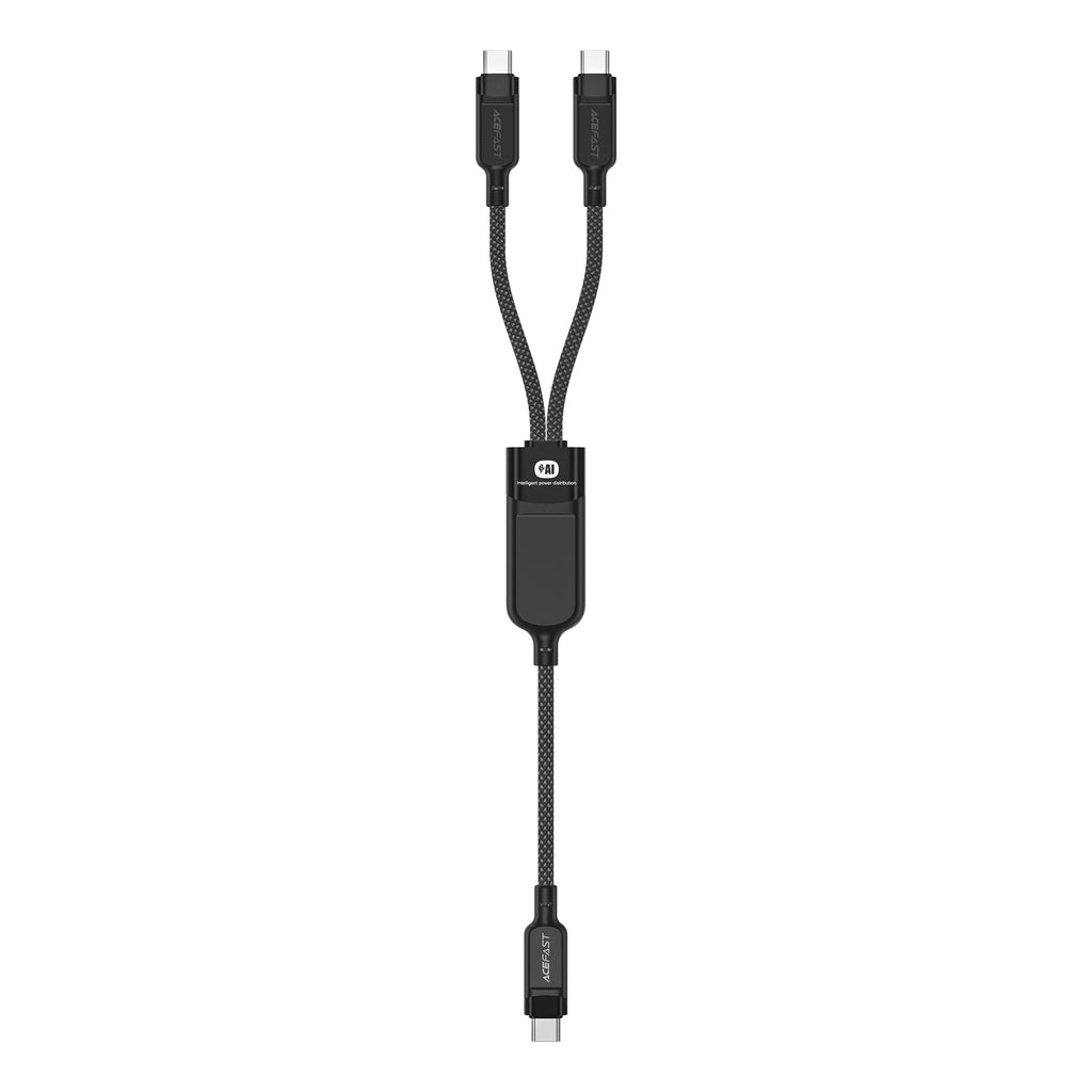Acefast C5 USB-C - USB-C / USB-C 2in1 100W 480Mb/s laidas - juodas
