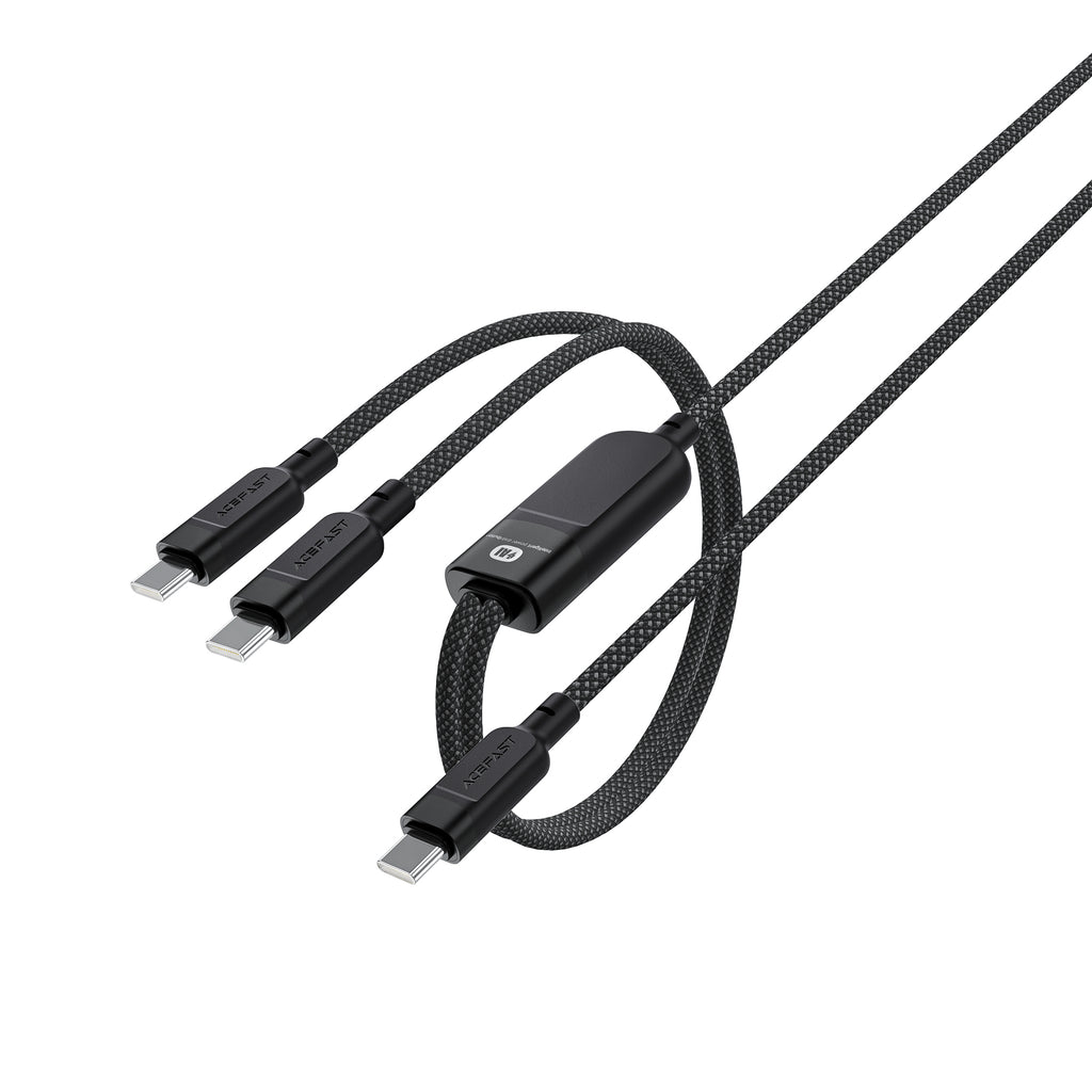 Acefast C5 USB-C - USB-C / USB-C 2in1 100W 480Mb/s laidas - juodas