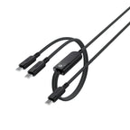 Acefast C5 USB-C - USB-C / USB-C 2in1 100W 480Mb/s laidas - juodas