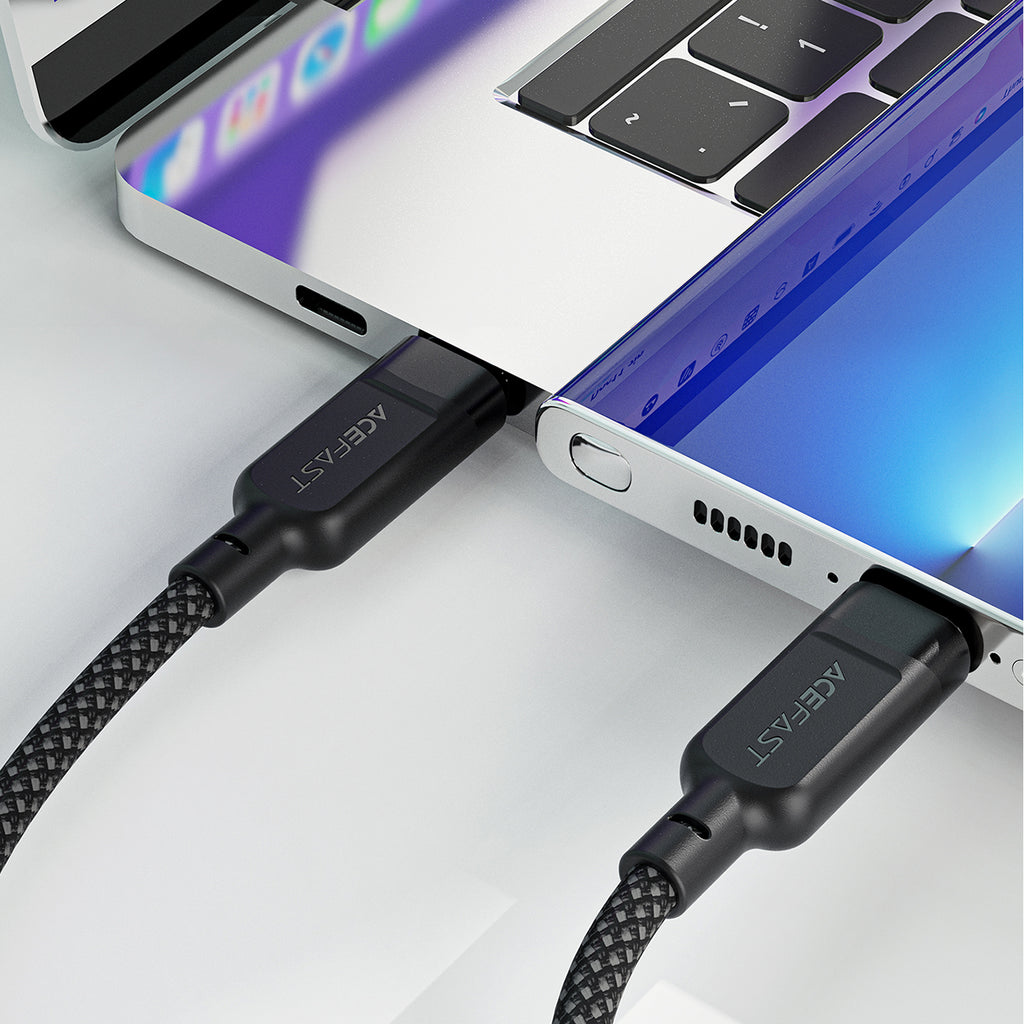 Acefast C5 USB-C - USB-C / USB-C 2in1 100W 480Mb/s laidas - juodas