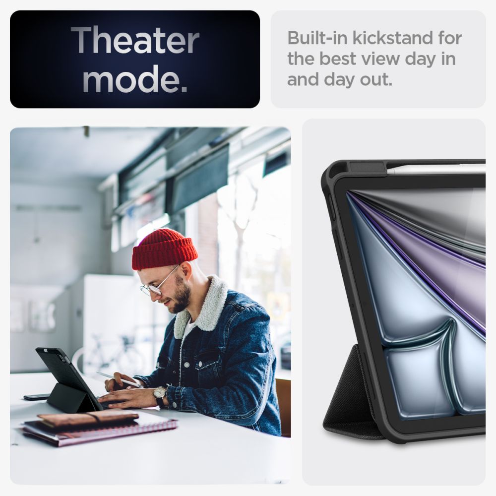 Spigen Urban Fit dėklas iPad Air 10.9" (2020–2022) / 11" (2024) – juodas -- iPad Air 10.9" (2020-2022) / iPad Air 11" (2024)