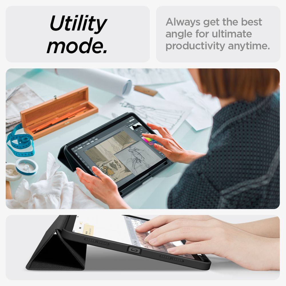 Spigen Urban Fit dėklas iPad Air 10.9" (2020–2022) / 11" (2024) – juodas -- iPad Air 10.9" (2020-2022) / iPad Air 11" (2024)