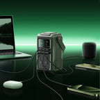 Joyroom Išorinė baterija JR-PBF10 75000mAh 100W 3x USB-C 3x USB-A su sulankstomu žibintuvėliu ir rankena - žalia