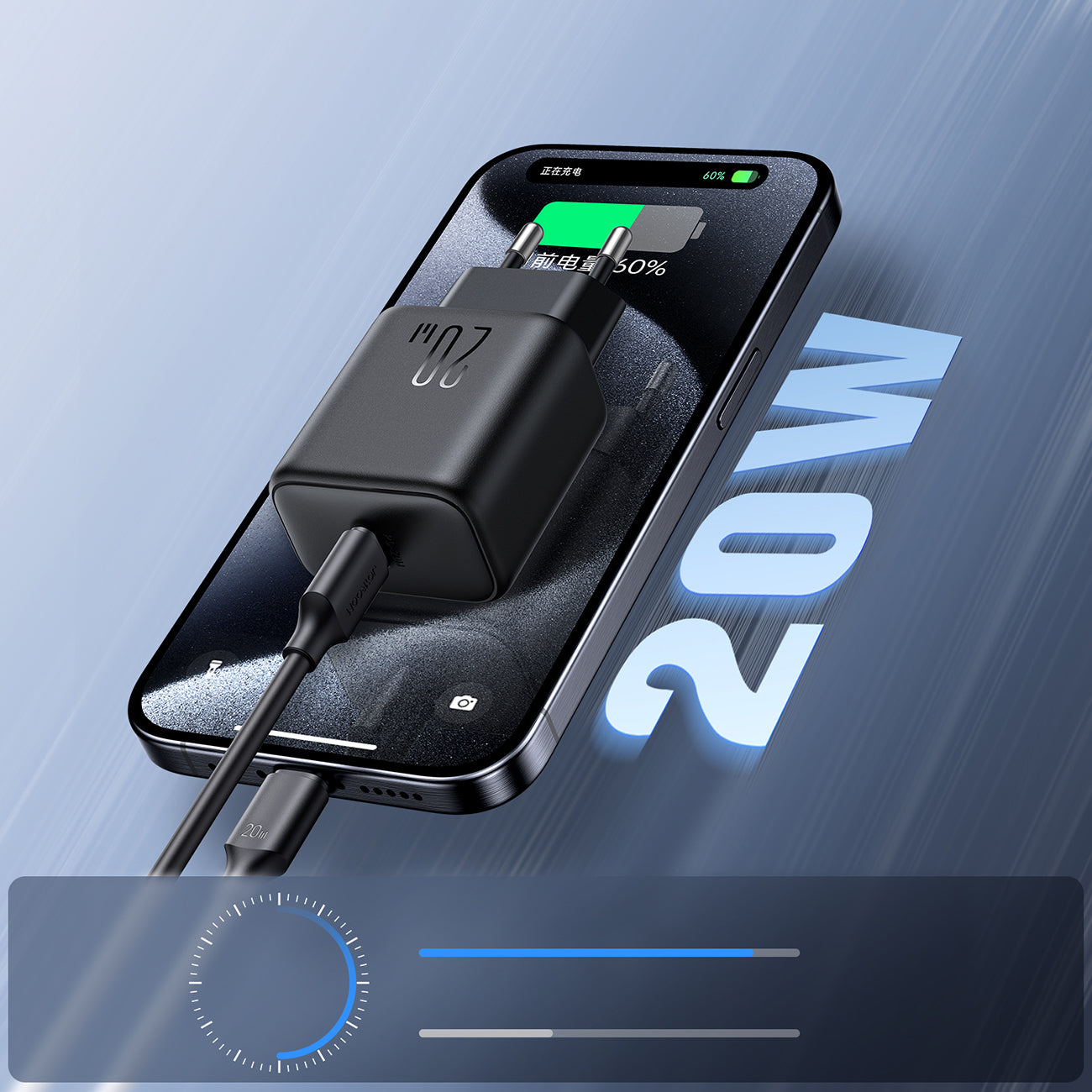 Joyroom JR-TCF20 USB-C PD 20W tinklo įkroviklis - juodas -- Cell phone chargers
