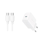 Joyroom JR-TCF20 USB-C PD 20W tinklo įkroviklis - baltas + USB-C / USB-C laidas 1m