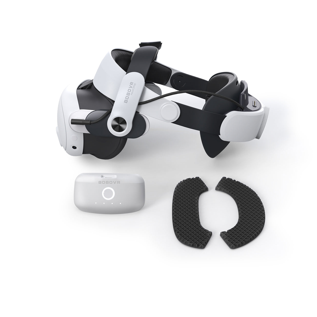 BoboVR M3 Pro dirželis Meta Quest 3 VR akiniai su BoboVR B2 baterija - juoda ir balta -- Gaming Accessories