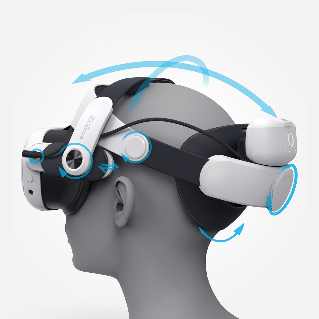 BoboVR M3 Pro dirželis Meta Quest 3 VR akiniai su BoboVR B2 baterija - juoda ir balta -- Gaming Accessories