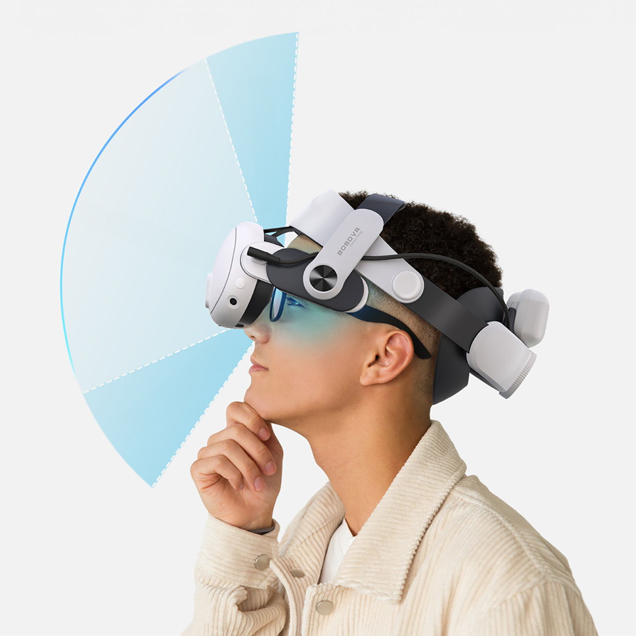 BoboVR M3 Pro dirželis Meta Quest 3 VR akiniai su BoboVR B2 baterija - juoda ir balta -- Gaming Accessories
