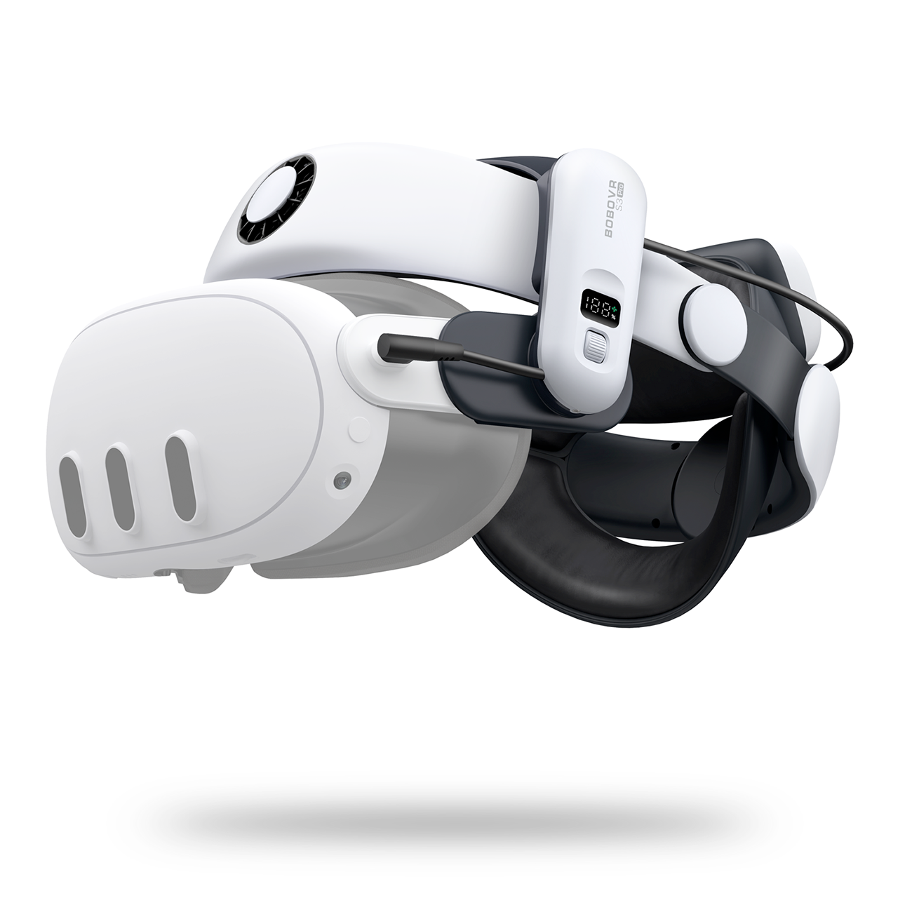 BoboVR S3 Pro dirželis Meta Quest 3 VR ausinėms + B100 išorinė baterija – juoda ir balta -- Meta Quest 3
