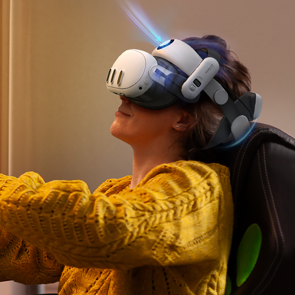 BoboVR S3 Pro dirželis Meta Quest 3 VR ausinėms + B100 išorinė baterija – juoda ir balta -- Meta Quest 3