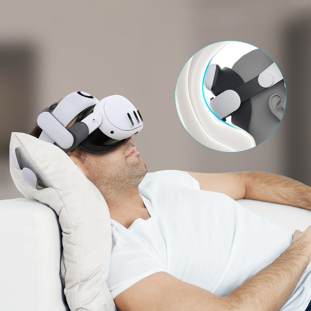 BoboVR S3 Pro dirželis Meta Quest 3 VR ausinėms + B100 išorinė baterija – juoda ir balta -- Meta Quest 3