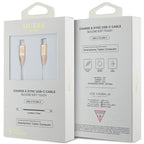 Guess Ebossed Logo USB-C / USB-C laidas 1.5m greitas įkrovimas - auksinis