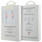 Guess Ebossed Logo USB-C / USB-C laidas 1.5m greitas įkrovimas - rožinis