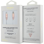 Guess Ebossed Logo USB-C / Lightning laidas 1.5m greitas įkrovimas - rožinis