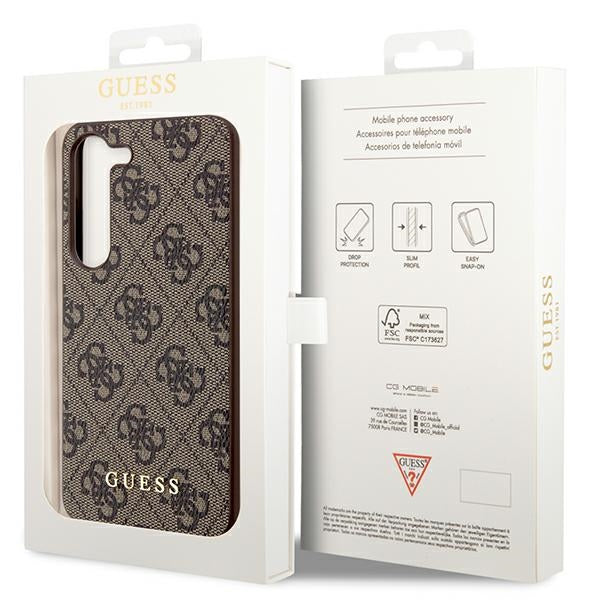 Guess 4G Charms dėklas Samsung Galaxy A35 – rudas
