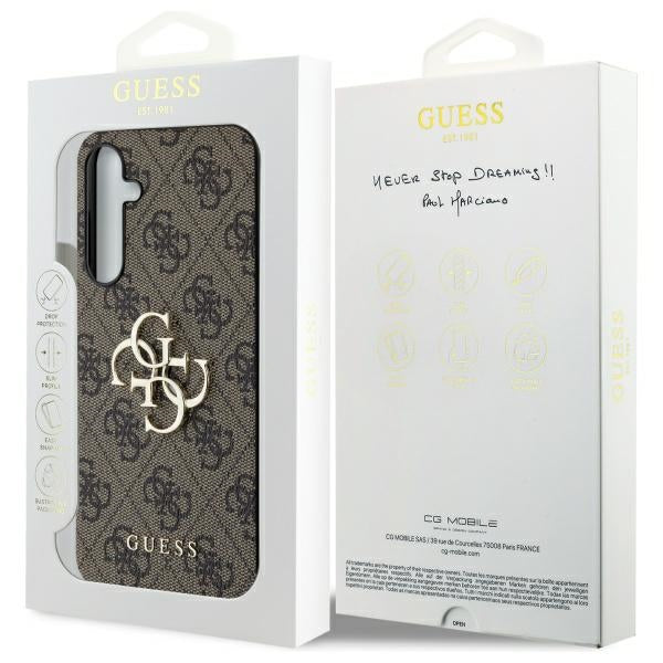 Guess 4G Big Metal Logo dėklas, skirtas Samsung Galaxy A55 - rudas