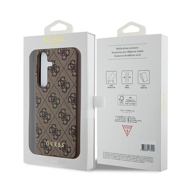 Guess 4G Metal Gold Logo dėklas Samsung Galaxy A35 – rudas