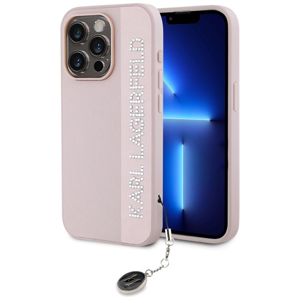 Karl Lagerfeld Saffiano dėklas iPhone 15 Pro – rožinis -- iPhone 15 Pro