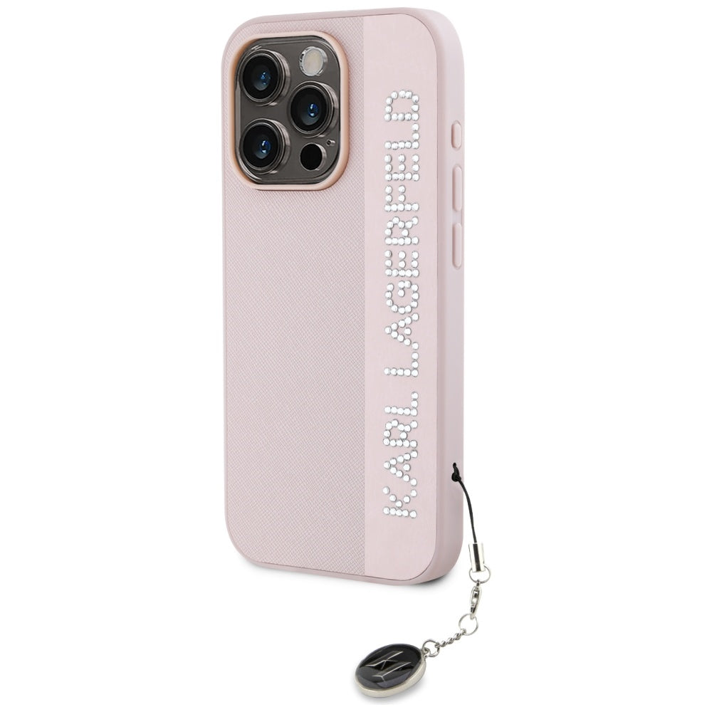 Karl Lagerfeld Saffiano dėklas iPhone 15 Pro – rožinis -- iPhone 15 Pro