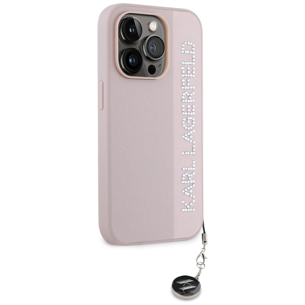 Karl Lagerfeld Saffiano dėklas iPhone 15 Pro – rožinis -- iPhone 15 Pro