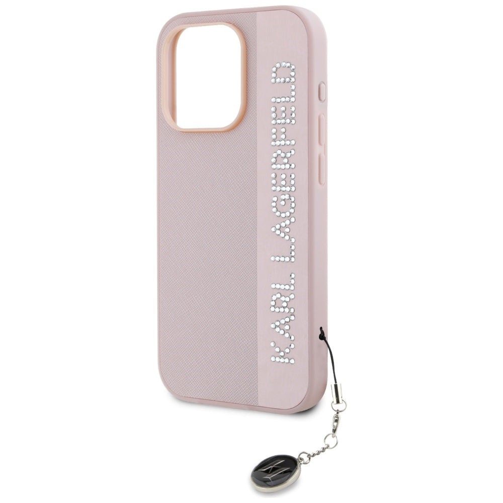 Karl Lagerfeld Saffiano dėklas iPhone 15 Pro – rožinis -- iPhone 15 Pro