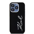 Karl Lagerfeld Silicone Metal Script Logo dėklas iPhone 15 Pro - juodas