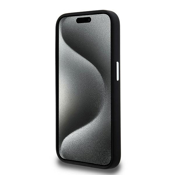 Karl Lagerfeld Silicone Metal Script Logo dėklas iPhone 15 Pro - juodas