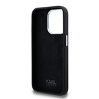 Karl Lagerfeld Silicone Metal Script Logo dėklas iPhone 15 Pro - juodas