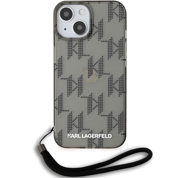 Karl Lagerfeld dėklas iPhone 15/14/13 6.1 – juodas su virvute