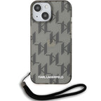 Karl Lagerfeld dėklas iPhone 15/14/13 6.1 – juodas su virvute