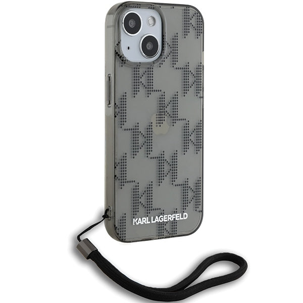 Karl Lagerfeld dėklas iPhone 15/14/13 6.1 – juodas su virvute