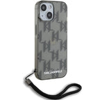 Karl Lagerfeld dėklas iPhone 15/14/13 6.1 – juodas su virvute