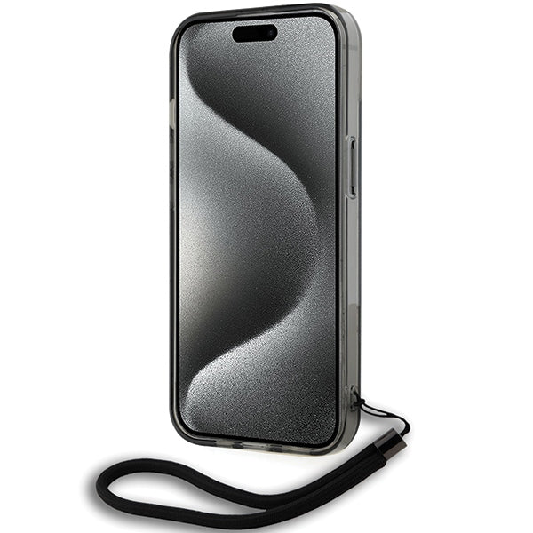 Karl Lagerfeld dėklas iPhone 15/14/13 6.1 – juodas su virvute