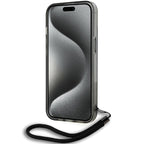 Karl Lagerfeld dėklas iPhone 15/14/13 6.1 – juodas su virvute