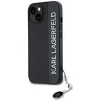 Karl Lagerfeld Saffiano Rhinestones & Charm dėklas, skirtas iPhone 15 / 14 / 13 - juodas