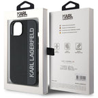 Karl Lagerfeld Saffiano Rhinestones & Charm dėklas, skirtas iPhone 15 / 14 / 13 - juodas