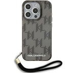 Karl Lagerfeld dėklas iPhone 15 Pro Max – juodas, su virvele