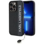 Karl Lagerfeld Saffiano Rhinestones & Charm dėklas, skirtas iPhone 15 Pro Max - juodas
