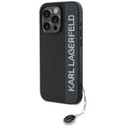 Karl Lagerfeld Saffiano Rhinestones & Charm dėklas, skirtas iPhone 15 Pro Max - juodas