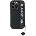 Karl Lagerfeld Saffiano Rhinestones & Charm dėklas, skirtas iPhone 15 Pro Max - juodas