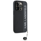 Karl Lagerfeld Saffiano Rhinestones & Charm dėklas, skirtas iPhone 15 Pro Max - juodas