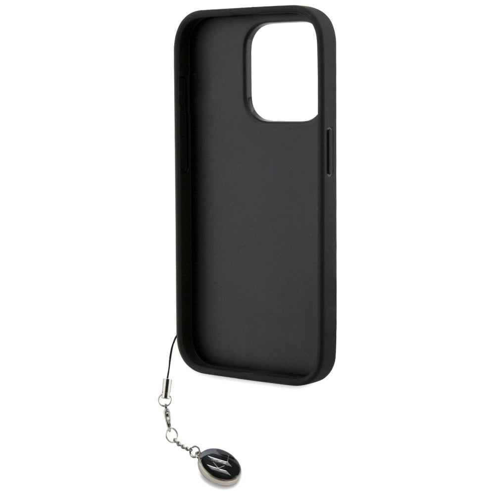 Karl Lagerfeld Saffiano Rhinestones & Charm dėklas, skirtas iPhone 15 Pro Max - juodas